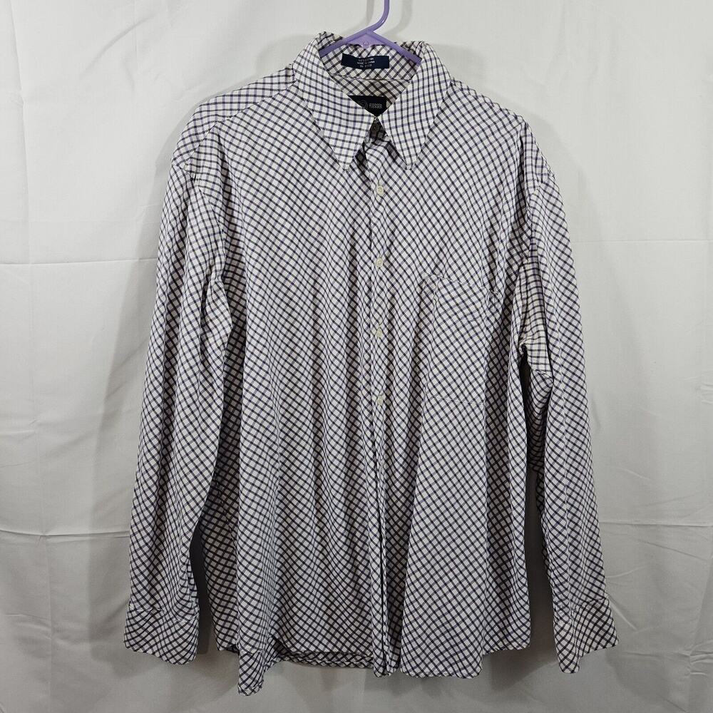Alan Flusser Button Up Shirt Mens Size XL Long Sleeve Colorful Plaid Cotton
